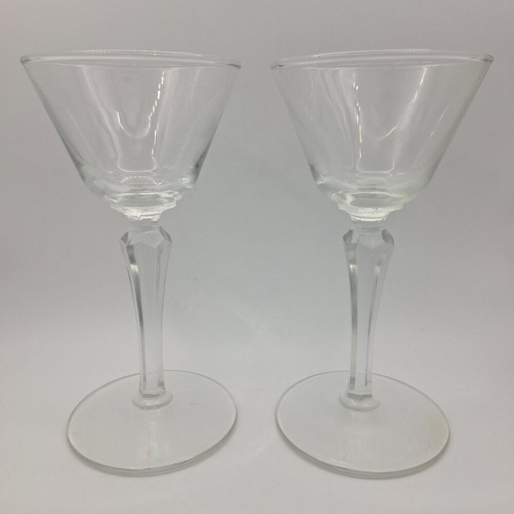 Libbey‎ Cocktail Glass Set 2 Ounces Geometric Lonh Stem Clear Pair